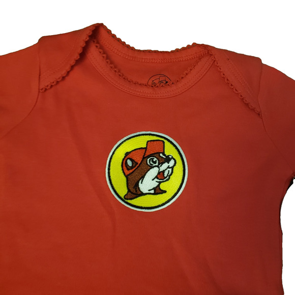 Buc-ee’s Baby Girl Red Romper Dress 3M Beaver Logo Bodysuit New with Tags - Picture 4 of 6